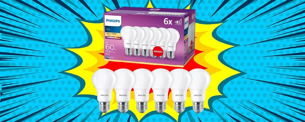 Set di 6 Lampadine LED Philips: oggi su Amazon bastano 15 EURO