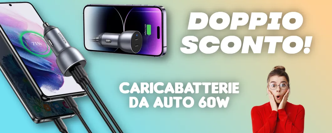 Caricabatterie da auto 40W con due USB-C a picco su Amazon con DOPPIO SCONTO
